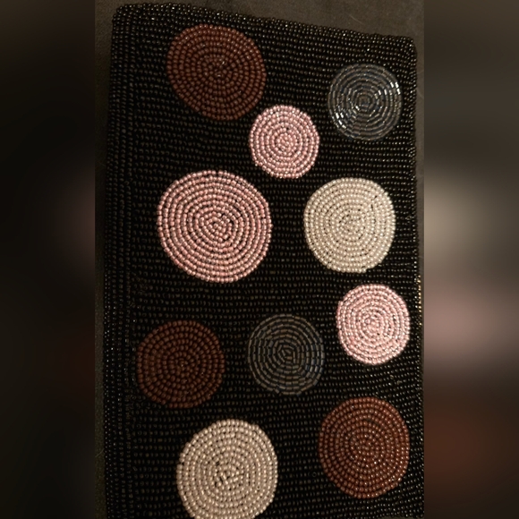 💋Millicent Fine Handbags Beaded Clutch in Black, Pink and Burgendy Red - Picture 4 of 4